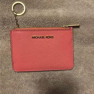 Michael Kors Coral Card Holder with Gold Accents